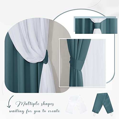 Image of PONY DANCE Nursery Curtains Pink, 52 x 84 inches, Slateblue, 2 Panels | Curtains for Bedroom Decor Aesthetic Cute Double Layer with Sheer Overlay Windows Covering