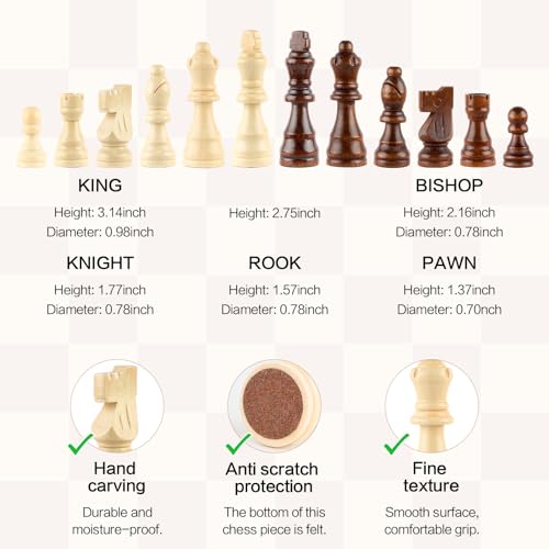 Juego de Ajedrez de Madera Magnético Plegable 15 Pulgadas miniatura 3