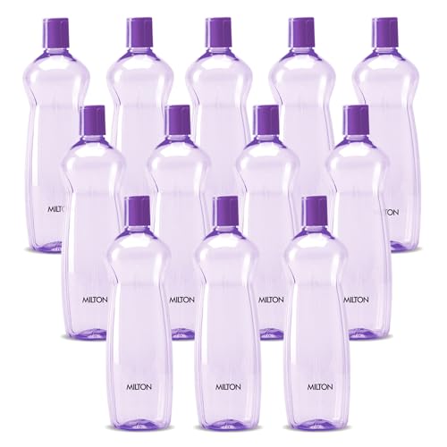 MILTON Pacific 1000 Pet Water Bottles, 1 Litre Each, Set of 12, Purple | BPA Free | Leak Proof | Office| Gym | Home | Kitchen | Travel | Hiking | Trek