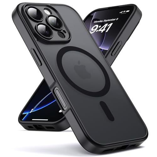 Oududianzi-Hülle für iPhone 16 Pro Max Kompatibel mit Magsafe Handyhülle, Durchscheinende Mattierte PC Rückseite TPU Sil...