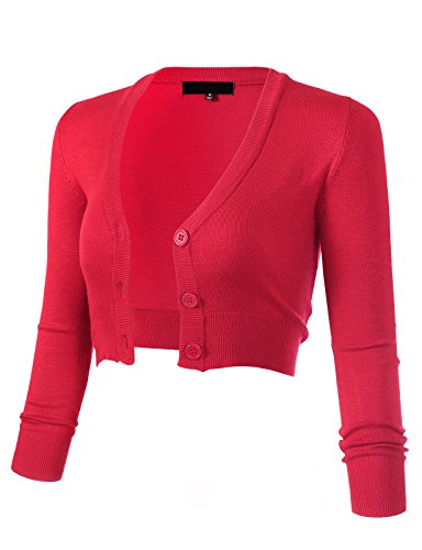 Image of Allsense Women's Cropped Bolero Shrug Cardigan | 3 /4 Sleeve, Button Down, Lightweight Knit Sweater