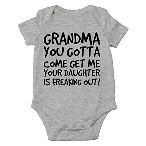Image of AW Fashions Grandma Come Get Me. Your Daughter Is Freaking Out Baby Bodysuit Newborn Clothes Cute Outfits
