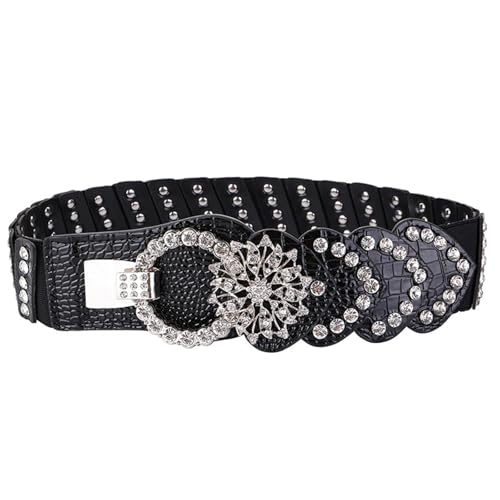 Waist Chain Stretchy Rhinestones Buckle Punk Chain Cowgirl Belt For Women Proms Club Party For Jeans Dresses