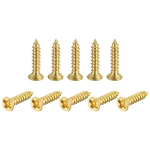 sourcing map Brass Wood Screws 150pcs Cover
