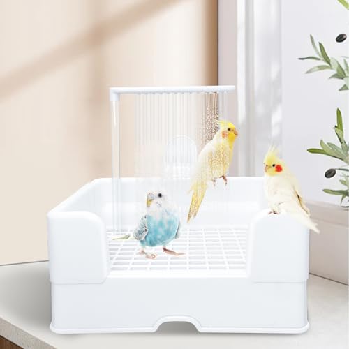 LUKHMELF Bird Bath for Cage,Parrot Bath,Automatic Water Cycle Bird Shower,Electric Hanging Bird Bathtub,Bird Cage Accessories for Lovebirds,Finches,Parakeets,Budgies