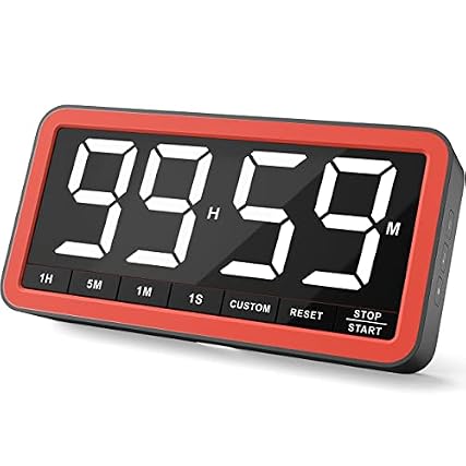 VOCOO Digital Kitchen Timer with 7 . 8 ” Extra Large Display, Magnetic LED, with 3 Brightness, 4
