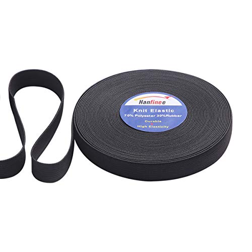 Hanfinee 3/4 Inch Wide Sew On Elastic Band Knitted Elastic With Heavy Stretch For Sewing Crafts Diy,Waistband,Bedspread,Cuff (Black,15 Yards) #TOP10