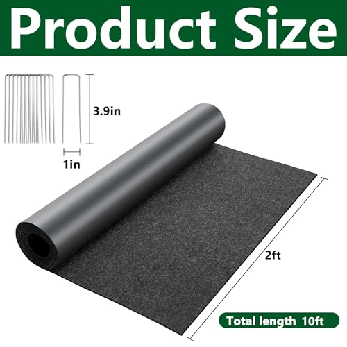 image for DECOHS 10 x 2 Ft Recycled Felt Mulch Mat Roll for Landscaping, Permane