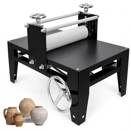 CHENNTAI Manual Clay Slab Roller Portable Tabletop Clay Rolling Machine 17.7 x 27.5 Panel with Adjustable Pressing Thickness 0-2.36 for Home Studio Pottery Classroom