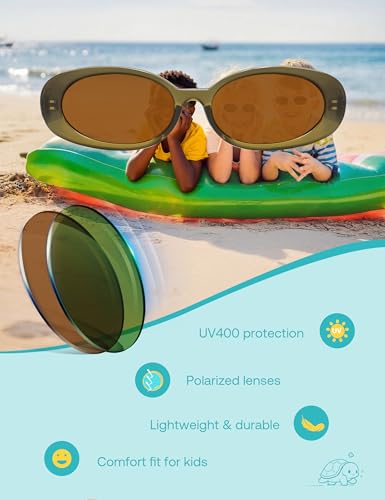 Image of SOJOS Ocean Collection Retro Oval Polarized Sunglasses Kids SUNLIGHT S