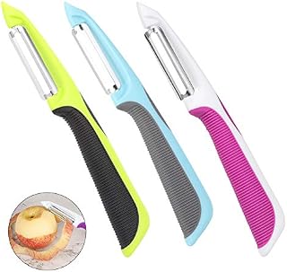 Rubywoo&chili Swivel Peeler, 3 PCS Stainless Steel Sharp Potato Peelers with Non-Slip Handles and Rotary Blades for Apples Carrots Cucumbers
