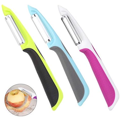 Rubywoo&chili Swivel Peeler, 3 PCS Stainless Steel Sharp Potato Peelers with Non-Slip Handles and Rotary Blades for Apples Carrots Cucumbers Cover