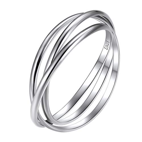Suplight Bague 3 Anneaux Argent Entrelacés Femme Taille 57 - Simple Silver 925 Ring