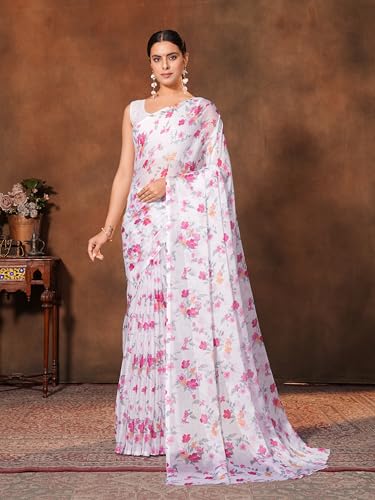 Image of Garden Vareli Floral Print Chiffon Saree