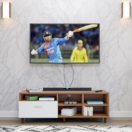 Image of VIKI Modern TV Unit for Living Room | Engineered Wood TV Cabinet with 1 Drawer Storage & 3 Open Shelves, Entertainment Unit, 140W x 48H x 40D cm | DIY | 1 Year Warranty (Walnut & White)
