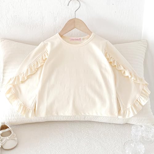 Image of Colorful Childhood Little Girls Ruffle Bat T Shirt Autumn Princess Girl Blouses Spring Tops