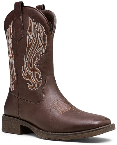 Jousen Cowboy Boots for Men Embroidery Western Boots Durable Square Toe Mens Boot3