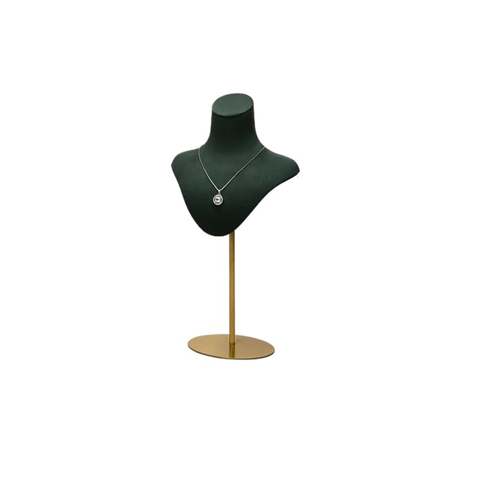 Naszyjnik ekspozycyjny model rekwizyty naszyjnik stojak ekspozycyjny metalowa biżuteria portret szyi żywe miejsce (zielony 15 * 37 cm)