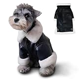 floofelove Faux Dog Leather Jacket (Chest 45cm/18) - Coat for Dogs Suitable for Weight: 7-11lbs Chest: 18in Back Length: 12in Fleece Dog Coats for Small Dogs