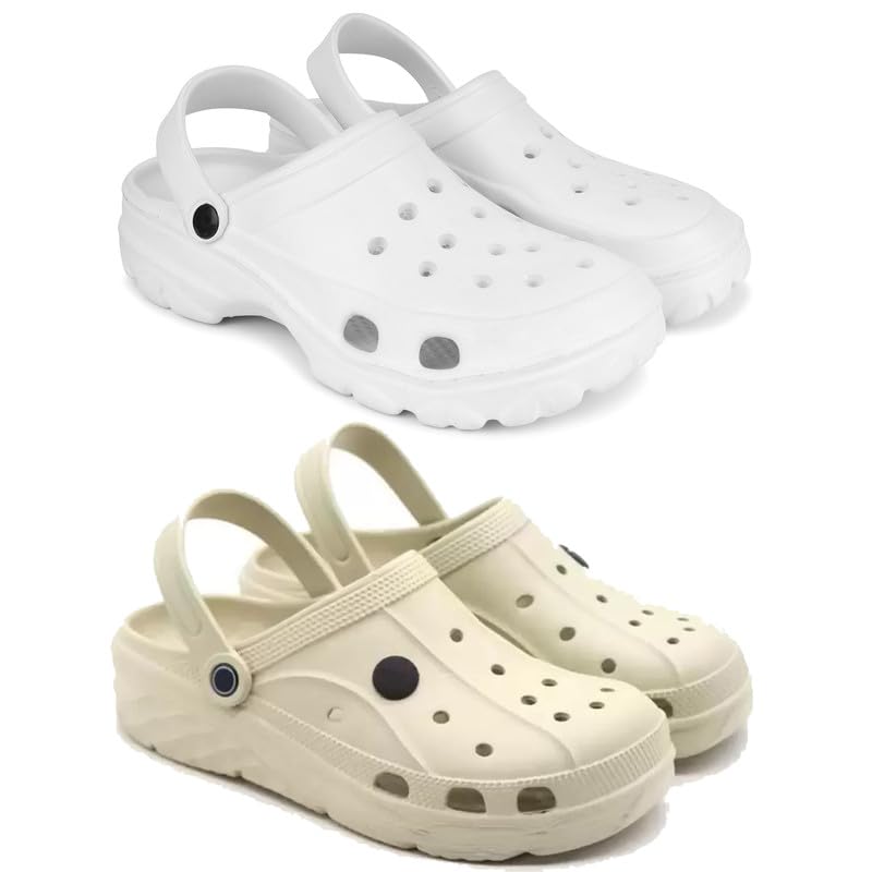 WINGSCRAFT Mens Rover Lightweight Comfortable| Slides|Clogs| Sandals with Adjustable Back Strap for Men Combo(AG)-3122-3096-10 White (B0CYCD1FGM) Amazon Price History, Amazon Price Tracker
