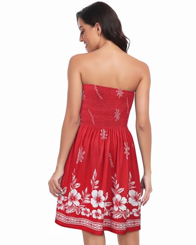 Image of Summer Dress for Women Beach Boho Strapless Cover Ups Off Shoulder Floral Sundresses