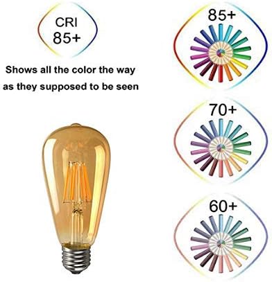 Dimmable LED Edison Bulb 10W 2700K Warm White, LED Filament Bulb, 900LM 100W Incandescent Equivalent Vintage ST64/ST21, E26 Medium Base, 3 Pack (Amber)