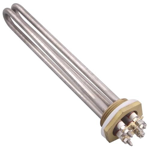 DERNORD 48 V 1500 W DC Heizelement aus Edelstahl mit 1-1/4-Zoll-BSP-Messinggewindeanschluss Doppel-U-Typ