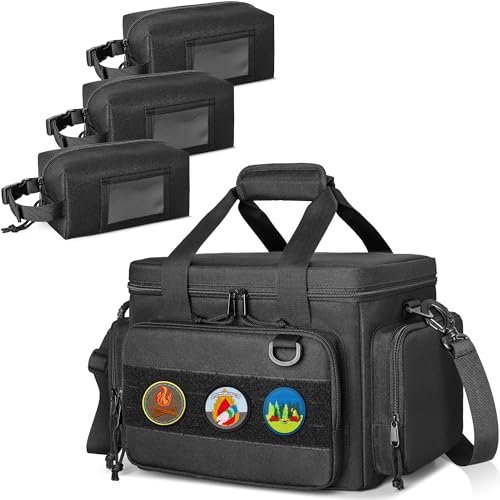 GOBUROS Tactical Ammo Storage Bag with 3 Ammo Pouches, Shooting Range Bag with Detachable Shoulder Strap, Ammo Pouch Carrier with Multiple Pockets for Range Shooting Hunting, Black