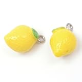 Generic 10 Pcs Yellow Lemon Resin Drop Pendants, Jewelry Making Charm Accessory for Women DIY Necklace, 2024x12x12mm, Hole: 2mm
