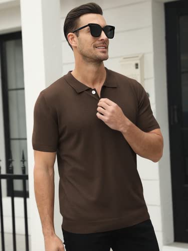 Syktkmx Mens Golf Polo Shirts Short Sleeve Casual Banded Bottom Stretch Classic Fit Solid Knit T-Shirts #TOP2