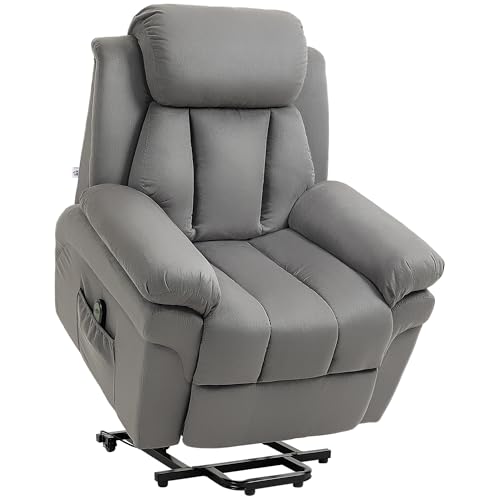 HOMCOM Fauteuil releveur électrique, Fauteuil Relax électrique avec Repose-Pied Ajustable, Dossier inclinable, télécommande, Poche latérale, pour...