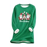 Jersey de Navidad para mujer, de gran tamaño, forro polar, sudadera de Navidad para mujer, rojo, suéter navideño con motivos navideños, suave y alegre, divertido y cálido, ropa de Navidad, verde, XL