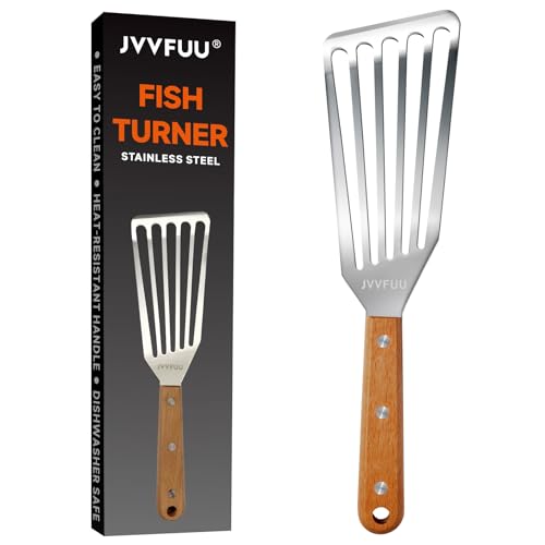 JVVFUU Fish Turner Spatula Stainless Steel, 11" Metal Slotted Spatula