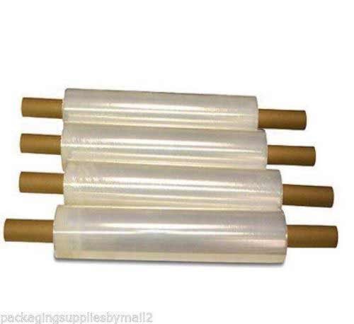 PSBM Stretch Wrap with Handles, 4 Pack, 30 Inch x 1000 Feet, 80 Gauge, Clear Plastic Cling with Extended Core Handles Built in