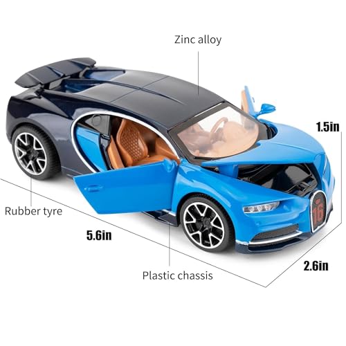 Image of Mashes Bugatti Chiron 1:32 Exclusive Alloy Metal Pull Back Die-cast Car Diecast Metal Pullback Toy car with Openable Doors & Light, Music Boys Gifts Toys for Kids【Colors as Per Stock】
