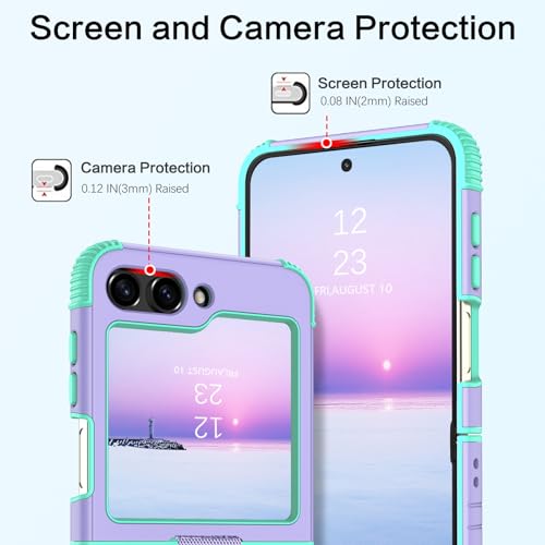 Image of BENTOBEN for Samsung Galaxy Z Flip 6 5G Case with Ring, Heavy Duty 2 in 1 Full Body Rugged Galaxy Z Flip6 Case Girls Women Boy Men Shockproof Protection Cover for Samsung Z Flip 6 6.7 inch,Purple