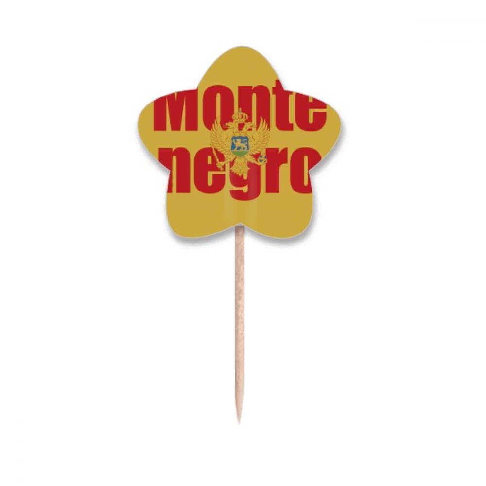 Cure-dents drapeau Monténégro étoile pour déco de cupcakes