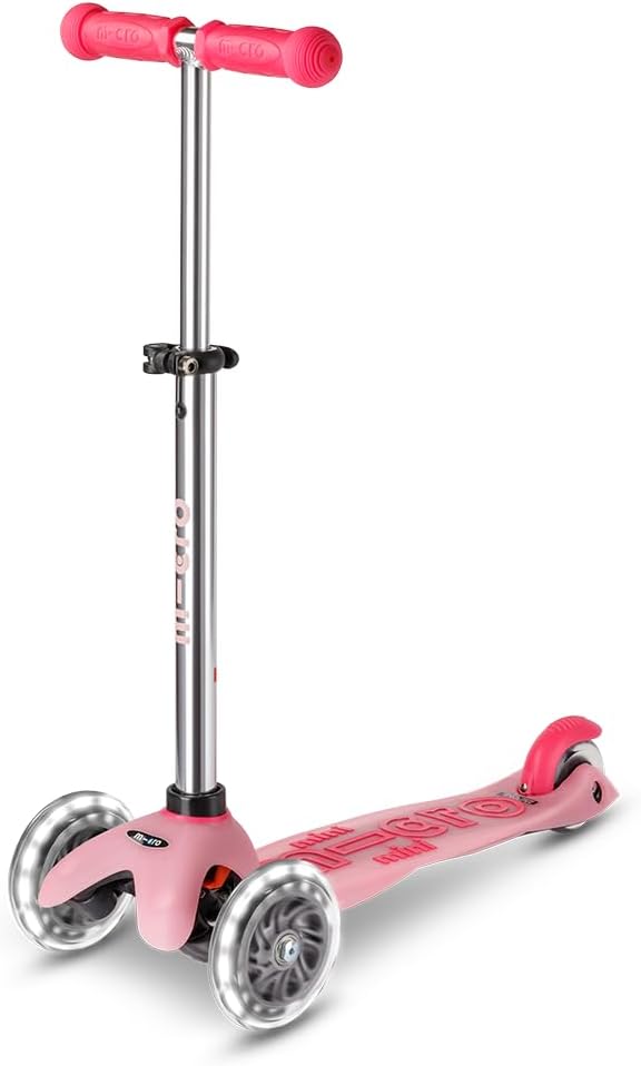 Micro Kickboard | Mini Deluxe Glow Plus LED Scooter | Adjustable Handlebar | Lean-to-Steer | Lightweight | Three-Wheeled | Kids Ages 2-5 yrs