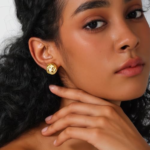 Clip On Earrings 14K Gold Plated Chunky Earrings Dangle Drop Knot Statement Earring for Women Lightweight CZ Trendy Jewelry4