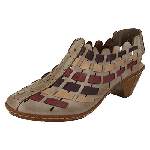 Image of Rieker 46778 Sina Women's Heels - Sling-Backs, Leather Upper, Hand-Woven Design, Anti-Stress Comfort, Flexible Sole, Secure Fit, and Timeless Everyday Style
