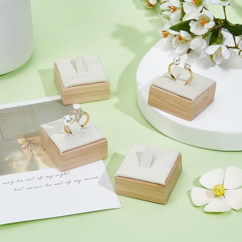 Présentoir de bagues pour comptoir beige 6 pièces support bague velours