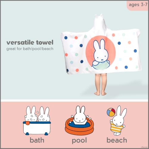 Image of Miffy Kids Super Soft Bath /Pool /Beach Soft Cotton Terry Hooded Towel Wrap, 24 in x 50 in (Officially Licensed Product) By Franco