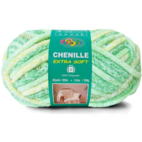 Image of Super Soft Velvet Chenille Yarn for Crocheting and Knitting-Easy to Crochet-Bulky, 3.5oz /93yds of Each Skein-Chunky Plush Yarn for Hand Craft Blanket Ammigurumi DIY (Mint Breeze, 1 Pack)