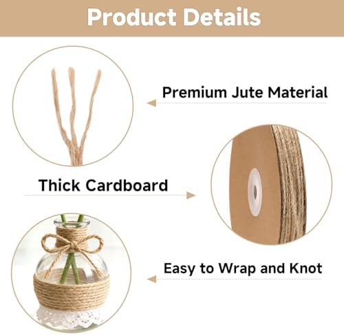 jijAcraft 2MM Jute Twine - 328Ft Natural Brown Jute String, 3-Ply Thin String for Gardening, Craft Twine for DIY Crafts, Gift Wrapping, Crochet Kitting, Macrame Decor - 2