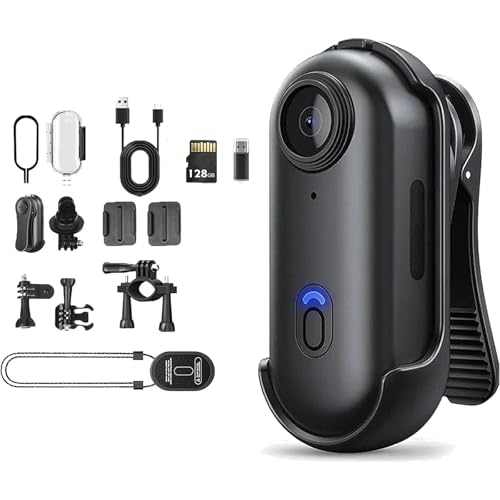 CXZASDELPA Treklon POV Camera Treklon 4s Body Camera 128G Waterproof Sports Cam for POV Capture for Cycling Pet Walking and Outdoors Activities (Black-4K 128g)