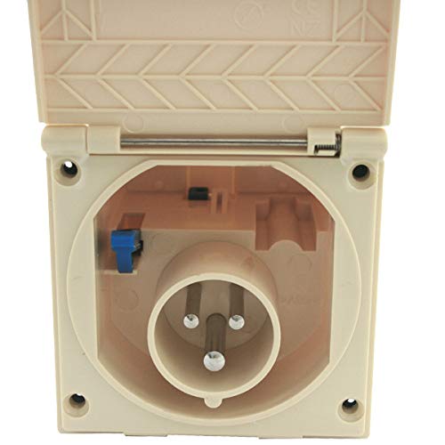 Prise extérieure CEE encastrable IP44 pour caravane, camping-car, caravane - 220 V - 240 V - Beige