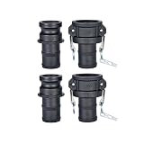 Quafwia 2 pcs Polypropylene Camlock Fittings (2” part C Female Coupler x Hose End) Cam and Groove Hose Fittings + 2 pcs PP Cam Lock Fitting (2” part E Male adapter x Hose End)