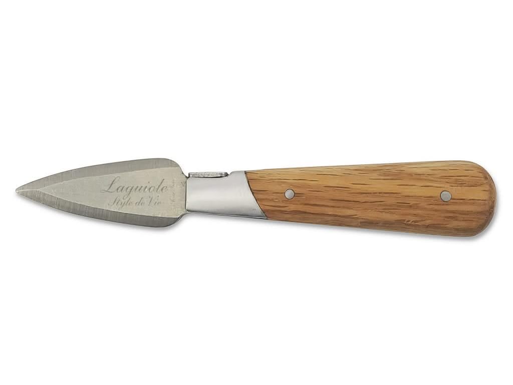 Laguiole Style de Vie Luxury Line Cuchillo para ostras, madera de roble, con soporte para ostras