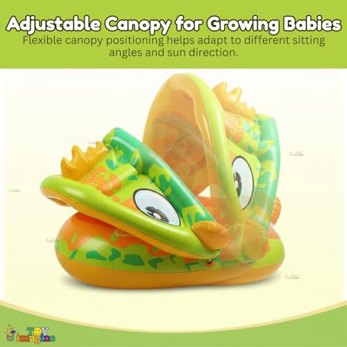 Image of Toy Imagine Baby Pool Float with Canopy & Sunshade, Inflatable Infant Swim Ring for Babies & Toddlers, Kids Swim Float Boat for Pool & Outdoor Water Play, 6-36 Months (71 x 56 cm)