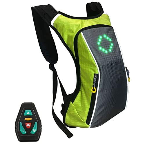 HSGAV Fahrrad Rucksack Mit LED-Blinker,18L Radfahren Rucksack Für Nächtliches Sicherheits, Wasserdicht Reflektierender USB-Tagesrucksack Kabellose Lichttasche(Color:Gelb) Cover